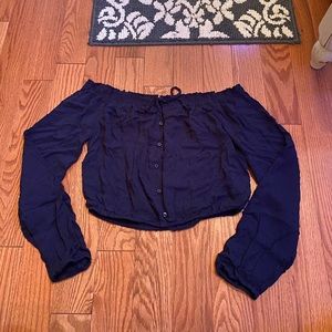 navy off the shoulder top
